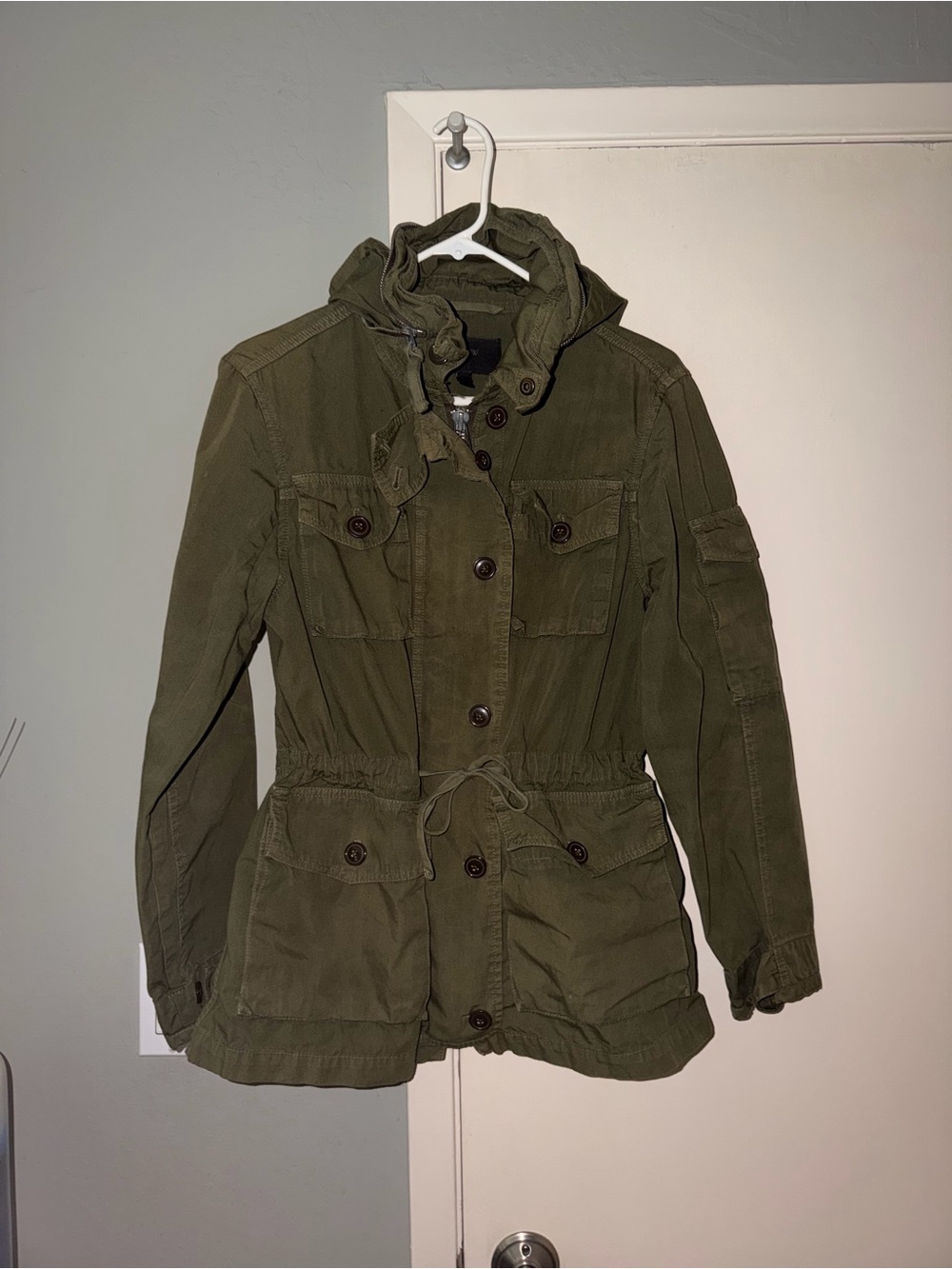 J. Crew Olive Utility Jacket with Drawstring Waist